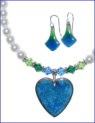 Blue/Green Enameled Heart